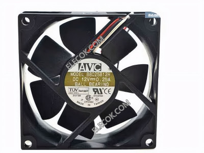 AVC B8025B12H 12V 0.25A 3wires Cooling Fan
