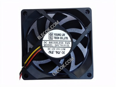 YOUNG LIN DFC701512L 12V 1,9W 3 Dráty Cooling Fan Replacement 