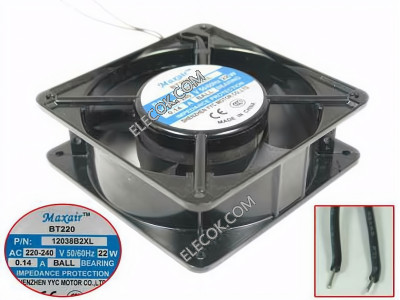Maxair 12038B2XL 220/240V 0.14A 65W 2wires Cooling Fan