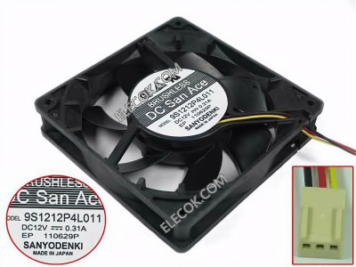 Sanyo 9S1212P4L011 12V 0,08A 4wires Cooling Fan 