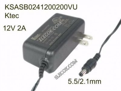 Ktec KSASB0241200200VU AC Adapter 5V-12V KSASB0241200200VU&#xFF0C; 5.5/2.1mm, US 2-Pin&#xFF0C;