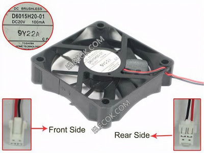 TOSHIBA D6015H20-01 20V 100mA 2 dráty Cooling Fan substitute 