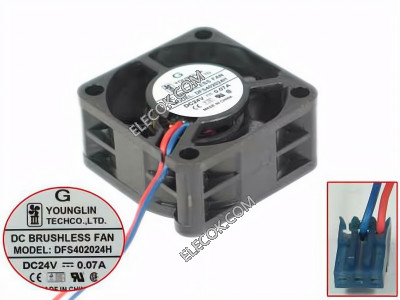 YOUNG LIN DFS402024H 24V 0.07A 2 wires Cooling Fan
