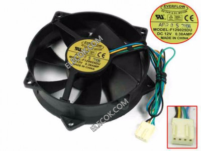 EVERFLOW F129025DU 12V 0,38A 3 Vezetékek Cooling Fan 