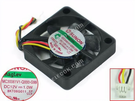 SUNON MC30061V1-Q000-G99 12V 1.0W 3 vodiče Chladicí Ventilátor 