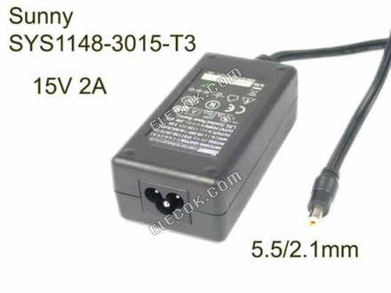 Sunny SYS1148-3015-T3 VáLTóáRAM Adapter 13V-19V 15V 2A, 5,5/2.1mm, 3P 