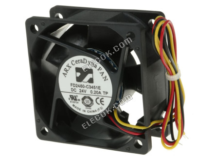 FD2460-C3451E2AL ARX, 24 V dc, DC Axiális Ventilátor, 60 x 60 x 25mm, 59.6m³/h, 4,8W 