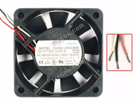 NMB 2406KL-05W-B49 24V 0,09A 3 vezeték Hűtőventilátor 