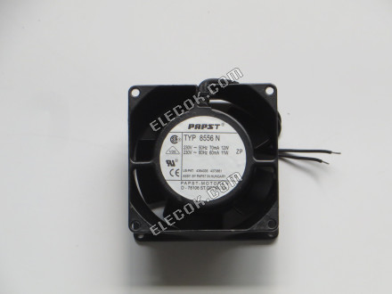 ebm-papst 8556 N Server - čtvercový Ventilátor 8556N, sq80x80x38, 230V 50Hz/60Hz 60mA/70mA 11W/12W 2 vodiče 