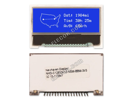 NHD-C12832A1Z-NSW-BBW-3V3 Newhaven Display LCD Graphic Kijelző Modul STN-BLUE 41,4 x 24,3 x 4.0 