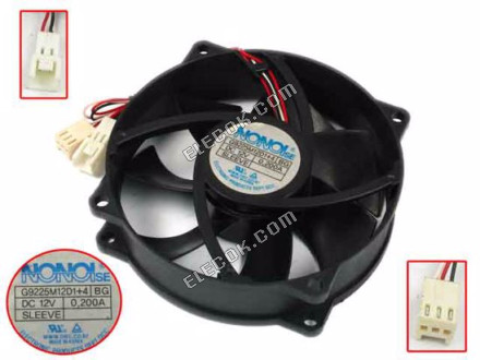 G9225M12D1+4 NONOISE G9225M12D1&amp;#x2B;4 Server - Kulatý Ventilátor BG, dia95x95x25, w185x3x3, 12V 0,2A 3 vodiče 