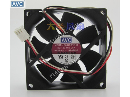 AVC C8025R12HB 8025 80mm DC 12V 0,25A Váz Hűtőventilátor Alaplap 3P Csatlakozó 