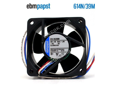 ebm PAPST 614 N/39M 614N39M DC 24V 58mA 1,4W 60x60x25mm Szerver Négyzet Ventilátor 