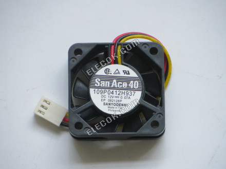 Sanyo Denki 109P0412H937 Szerver - Négyzet Ventilátor 12V0.07A, sq40x40x10mm, 100x3Wx3P 3 Vezeték 