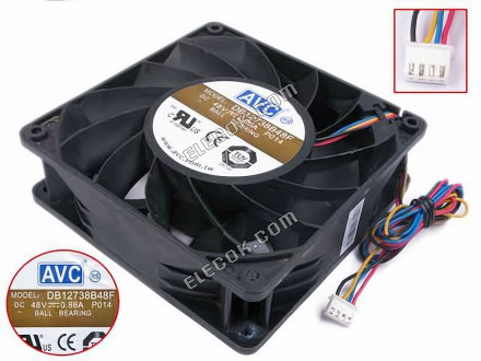 AVC DB12738B48F 48V 0,86A 4 vezeték hűtőventilátor 