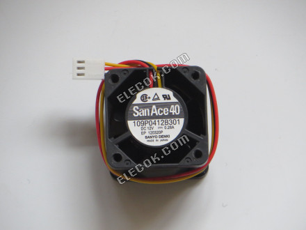 Sanyo 109P0412B301 12V 0,28A 3 vodiče Chladicí Ventilátor repasovaný 