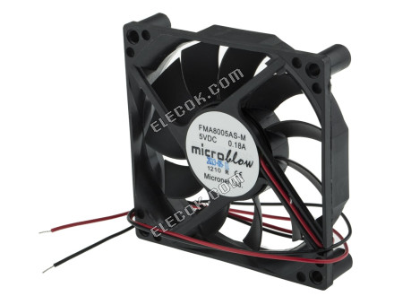 FMA8005AS-M Micronel, 5 V dc, DC Axiális Ventilátor, 80 x 80 x 16mm, 36m³/h, 1,25W 