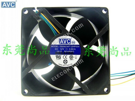 AVC 9cm 90mm DS09238T12HP004 9cm 12V 0.90A 4 Huzal 4-P Hűtés Ventilátorok 