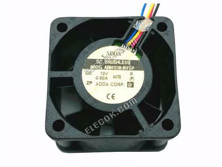 ADDA AD0412XB-B5FGP Szerver - Négyzet Ventilátor DC 12V 0,6A 4 Vezeték 