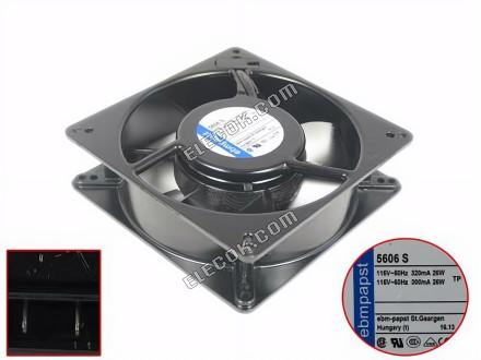 ebm-papst 5606S Szerver - Négyzet Ventilátor sq135x135x38mm 115V 50/60HZ 320/300MA 26W Hűtőventilátor -val/-vel csatlakozó csatlakozás, felújított 