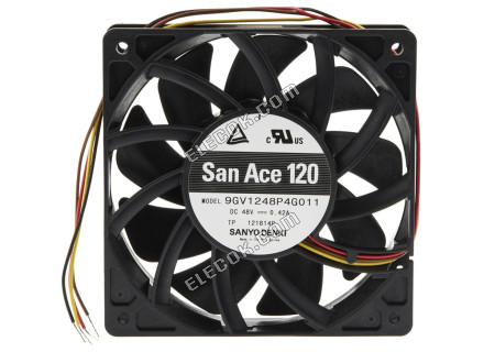Sanyo 9GV1248P4G011 48V 0,42A 4 vodiče Chladicí Ventilátor, repasovaný 