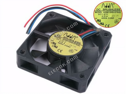 ADDA AD0612HS-D76GL 12V 0,13A 3 vodiče Chladicí Ventilátor 