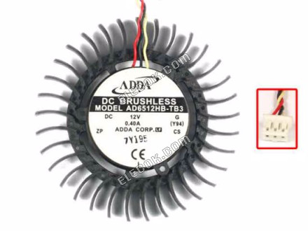 ADDA AD6512HB-TB3 612 12V 0,4A Centrifugal cooler cpu Hűtőventilátor 
