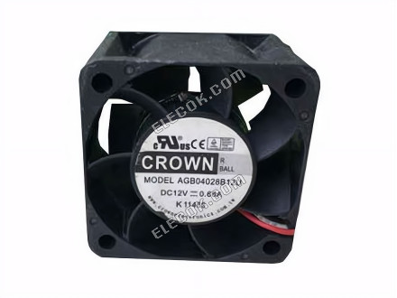 CROWN AGB04028B12U Szerver - Négyzet Ventilátor sq40x40x28, 3W, DC 12V 0,66A 3 Vezeték 