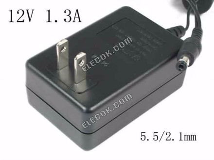 Sino American SA115B-12 AC Adapter 5V-12V 12V 1,3A, 5,5/2.1mm, US 2-Pin 