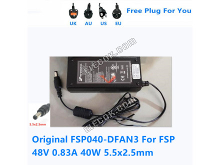 FSP FSP040-DFAN3 48V 0,83A 0,8A 40W VáLTóáRAM Adapter Számára Kapcsolóüzemű Tápegység Charger 