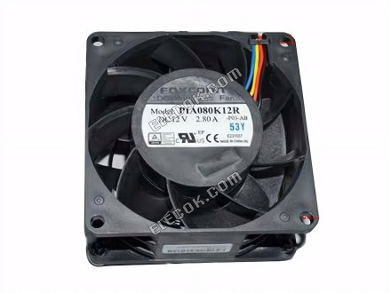 Foxconn PIA080K12R Szerver Négyzetes Ventilátor PIA080K12R 12VDC 2.80A 4 vezeték Hűtőventilátor 