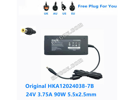 Huntkey HKA12024038-7B 24V 3,75A 3,8A 90W 5.5*2.5mm AC Adapter Pro Monitor Napájecí Zdroj Charger 