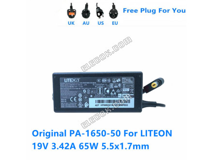 LITEON PA-1650-50 19V 3,42A 65W AC Adaptér Pro ACER Napájení Notebooku Charger Rozhraní velikost 5.5*1.7MM 