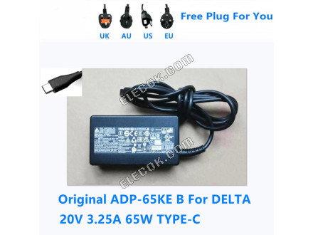 DELTA ADP-65KE B 20V 3,25A 65W TYPE-C USB-C ADP-65WW A VáLTóáRAM Adapter Számára Laptop Tápegység Charger 