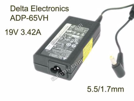 Delta Electronics ADP-65VH D AC Adapter- Notebook 19V 3,42A, 5,5/1.7mm, 3-Prong 