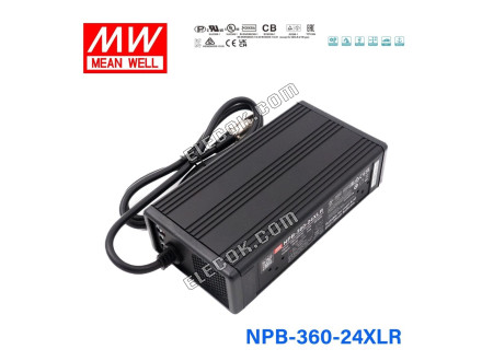 Mean Well NPB-360-24XLR Baterie Charger 360W 24V 3 Pin Napájení Pin 