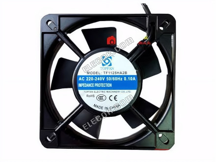 TOP VENTILáTOR TF1125HA2B Szerver - Négyzet Ventilátor Acél, sq110x110x25, 2W, VáLTóáRAM 240V 0,1A 2 Vezeték 