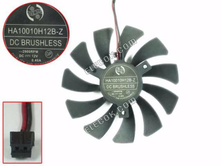 ONG HUA HA10010H12B-Z Szerver - Frameless / GPU Ventilátor 12V 0.40A, W50x2x2, D95xC40, Fekete 2 Vezeték 