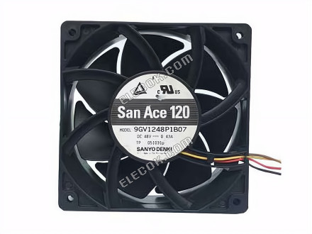 Sanyo Denki 9GV1248P1B07 Szerver - Négyzetes Ventilátor sq120x120x38, 4W, DC 48V 0,43A 4 Vezeték 