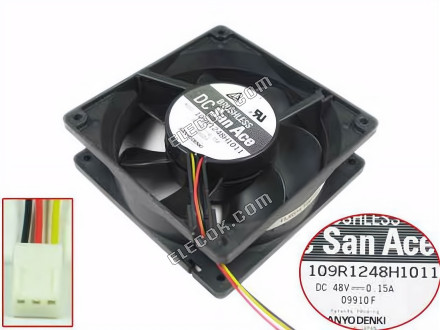 Sanyo 109R1248H1011 48V 0,15A 3 vodiče Chladicí Ventilátor 