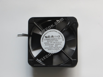 COMMONWEALTH FP-108EX-S1-B AC220/240V 0,22A 38W 2 vezeték Hűtőventilátor, négyzet alak 