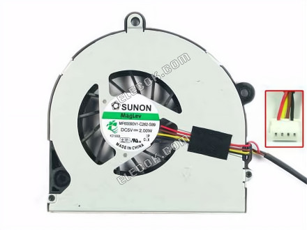 SUNON MF60090V1-C262-S99 Hűtőventilátor 5V 2.00W, Bare ventilátor 4-pin 