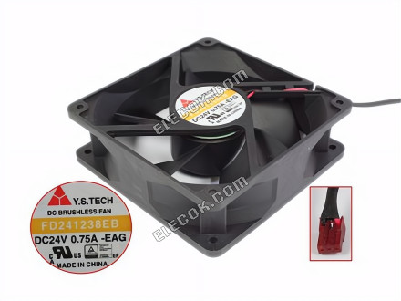 YEN SUN FD241238EB 12038 12cm 24V 0,75A 2 vezeték Hűtőventilátor 