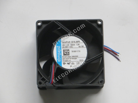 ebm-papst 3218JNPR Server - čtvercový Ventilátor sq90x90x38mm, 3 vodiče, 48V 7,2W, repasovaný bare vodič 