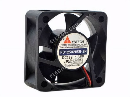 Y.S.TECH FD1202505B-2N 12V 1,08W 2 vodiče Chladicí Ventilátor 