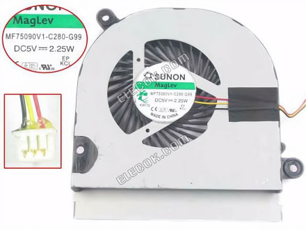 SUNON MF75090V1-C280-G99 Chladicí Ventilátor MF75090V1-C280-G99 3 vodiče 
