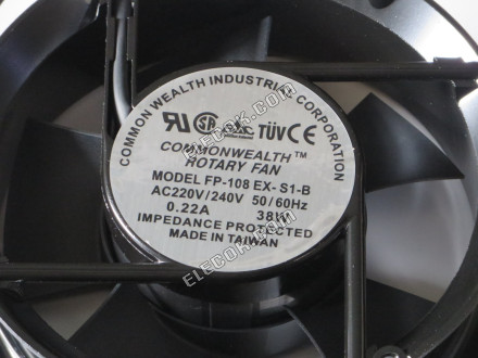 COMMONWEALTH FP-108EX-S1-B AC220/240V 0,22A 38W Hűtőventilátor aljzatos csatlakozással, oval alak 