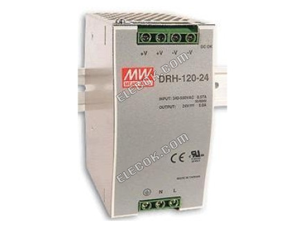 DRH-120-24 120W 24V5A high-voltage single-phase input DIN rail mounted power supply Mean Well substitute 