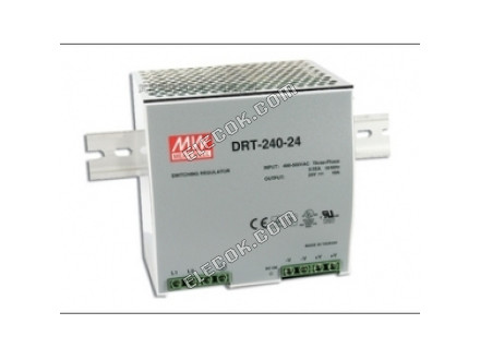 DRT-240-24 240W 24V10A three-phase input DIN rail power supply with PFC