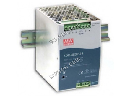 SDR-480P-24 480W 24V20A high efficiency, high PF DIN rail mount power supply Mean Well